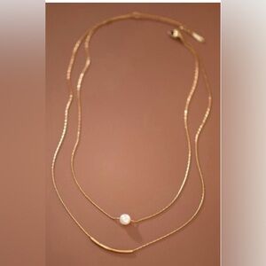 334. 18k gold plated stainless steel waterproof Gold Layered Necklace